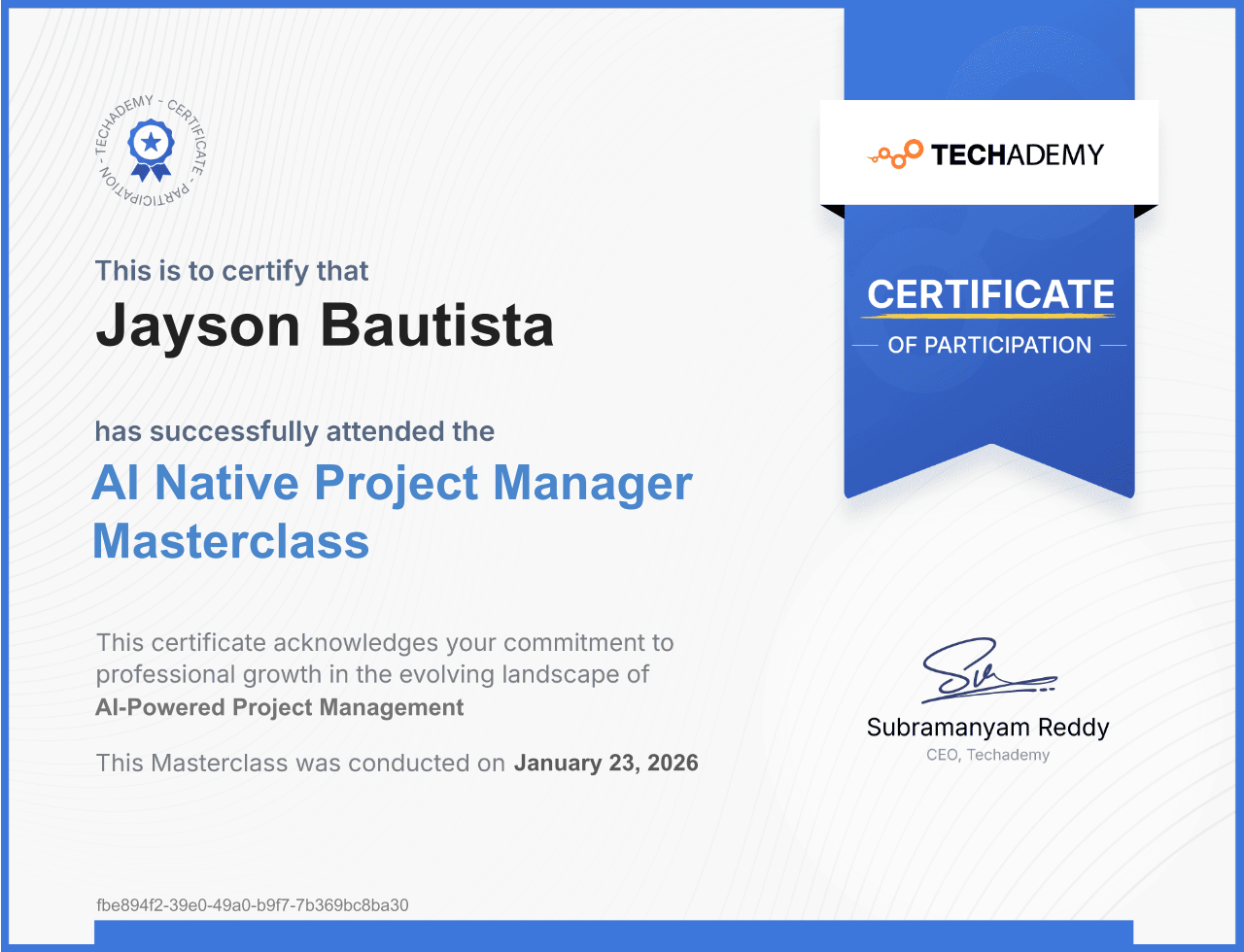 AI Native Project Manager Certificate